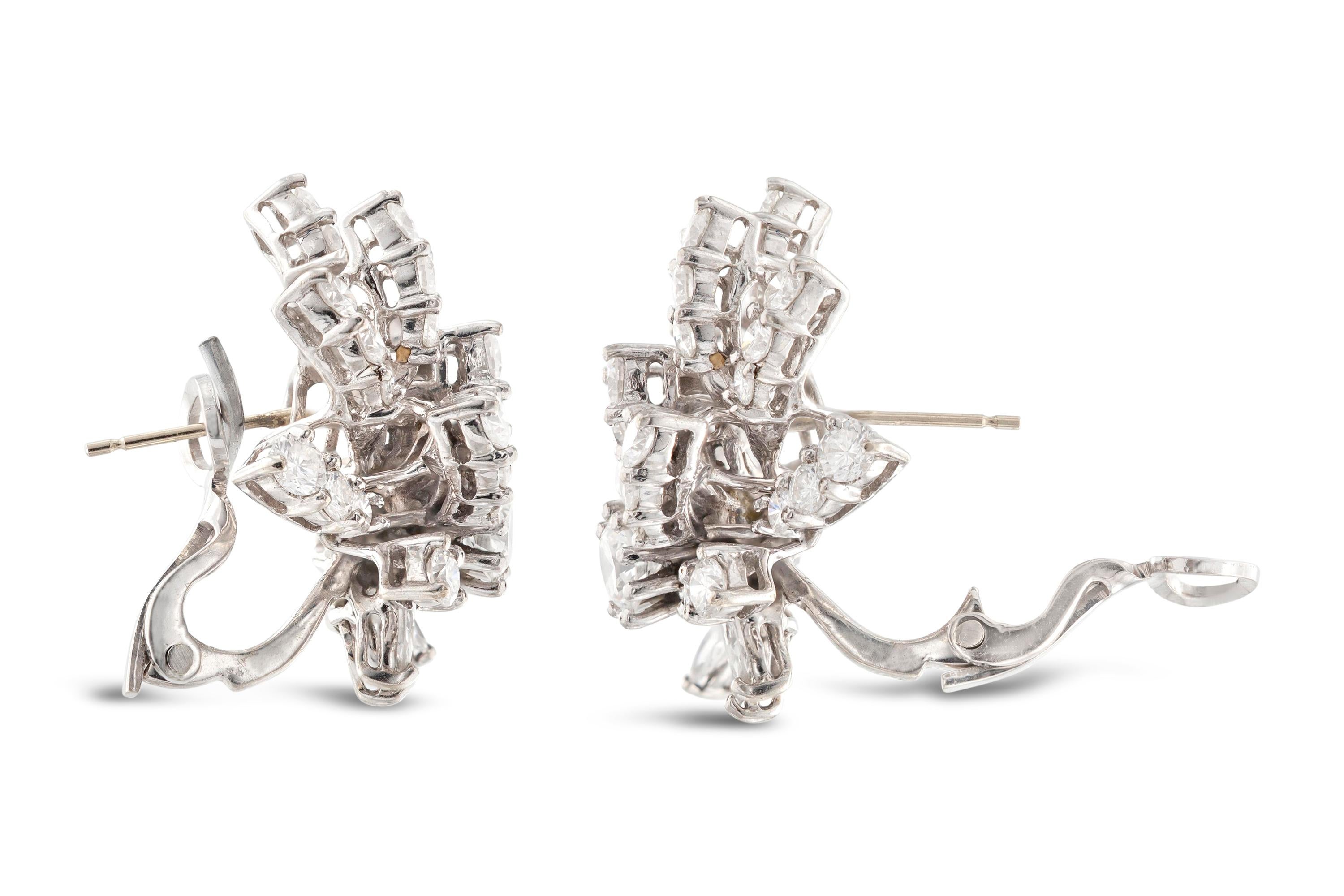3,80 Karat Multischliff-Diamant-Bouquet-Ohrringe im Zustand „Gut“ im Angebot in New York, NY