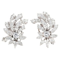 Vintage 3.80 Carat Multi-cut Diamond Bouquet Earrings