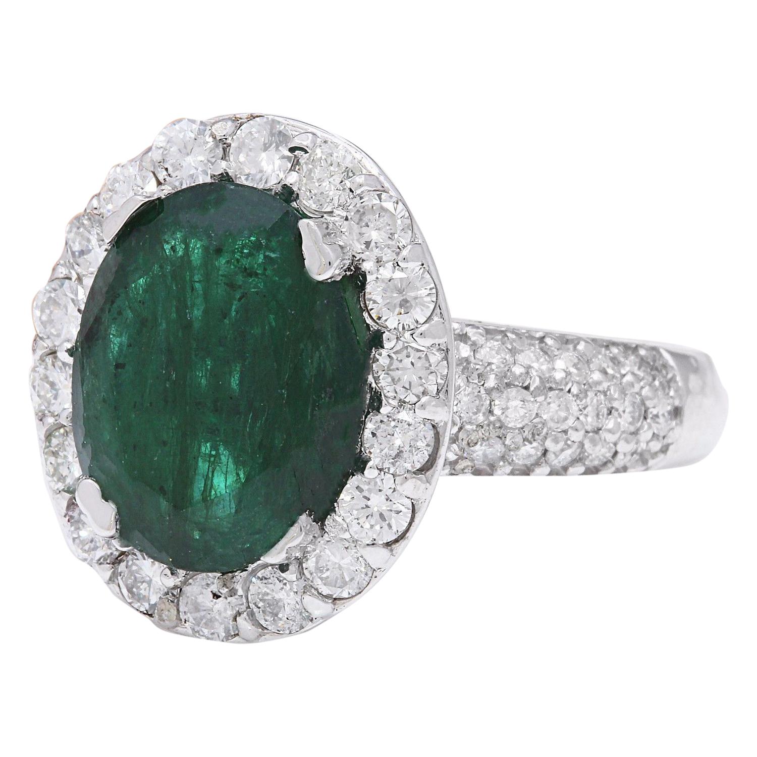 3.80 Carat Natural Emerald 14K Solid White Gold Diamond Ring
 Item Type: Ring
 Item Style: Engagement
 Material: 14K White Gold
 Mainstone: Emerald
 Stone Color: Green
 Stone Weight: 2.80 Carat
 Stone Shape: Oval
 Stone Quantity: 1
 Stone