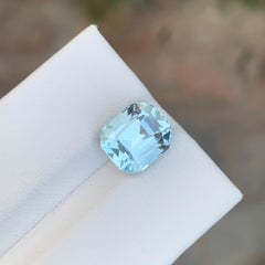 3.80 Carat Natural Loose Aquamarine Cushion Cut Gemstone