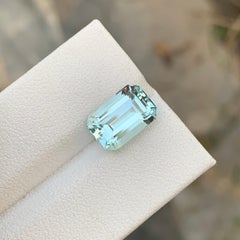 3.80 Carat Natural Loose Aquamarine Emerald Shape Gem For Jewellery Making