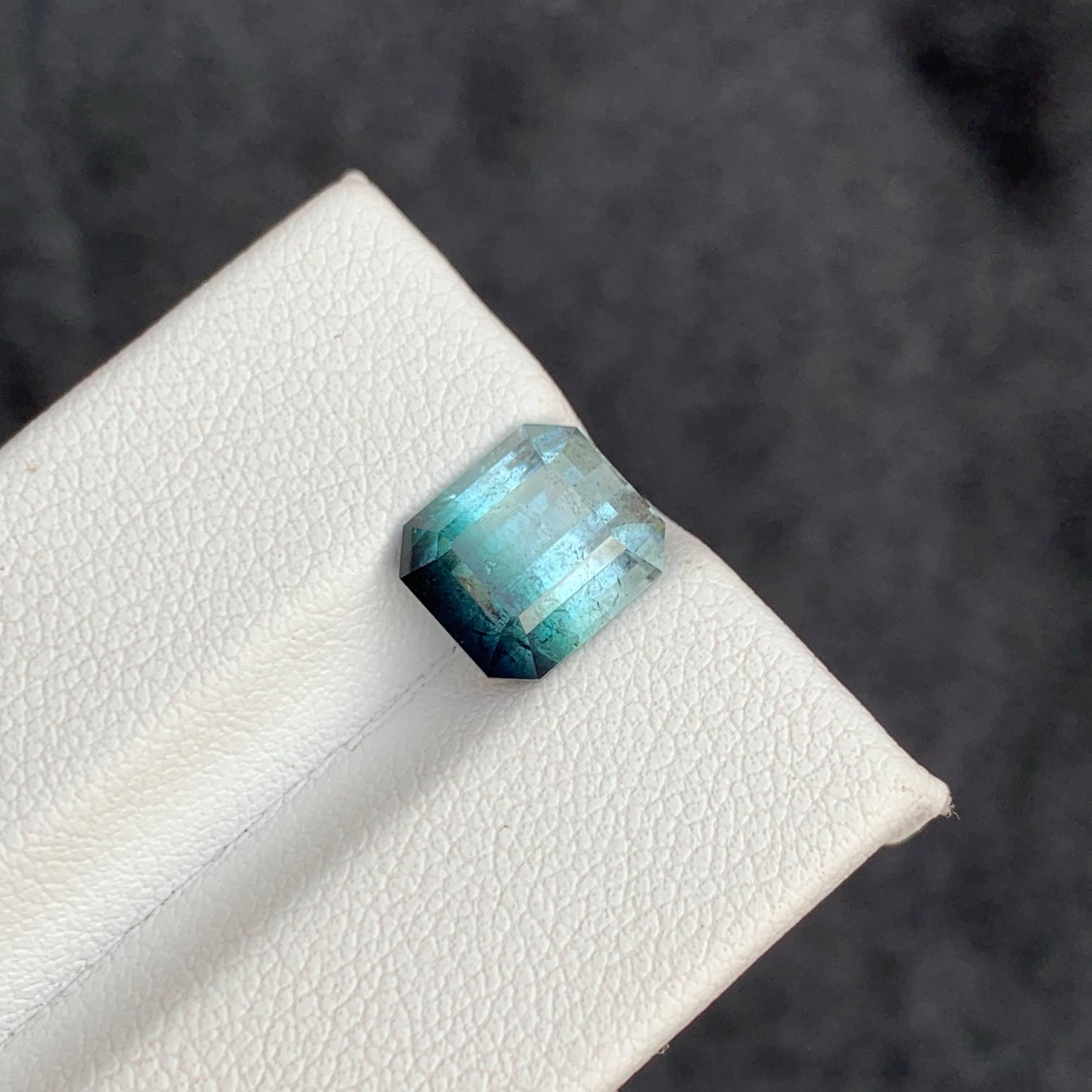 3.80 Carat Natural Loose Bi Color Tourmaline Stone Emerald Cut Afghan Gemstone (Moderne) im Angebot