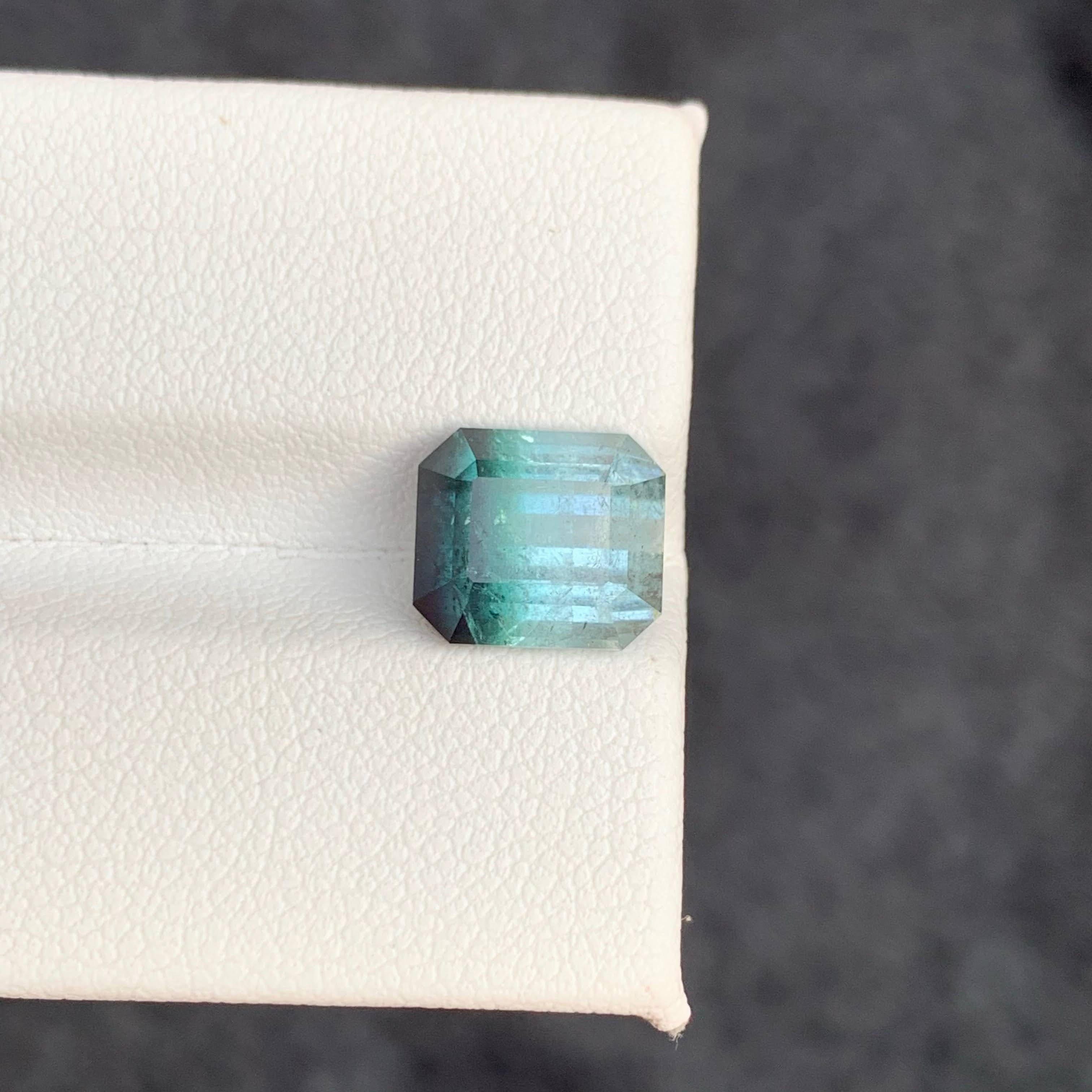 3.80 Carat Natural Loose Bi Color Tourmaline Stone Emerald Cut Afghan Gemstone (Smaragdschliff) im Angebot