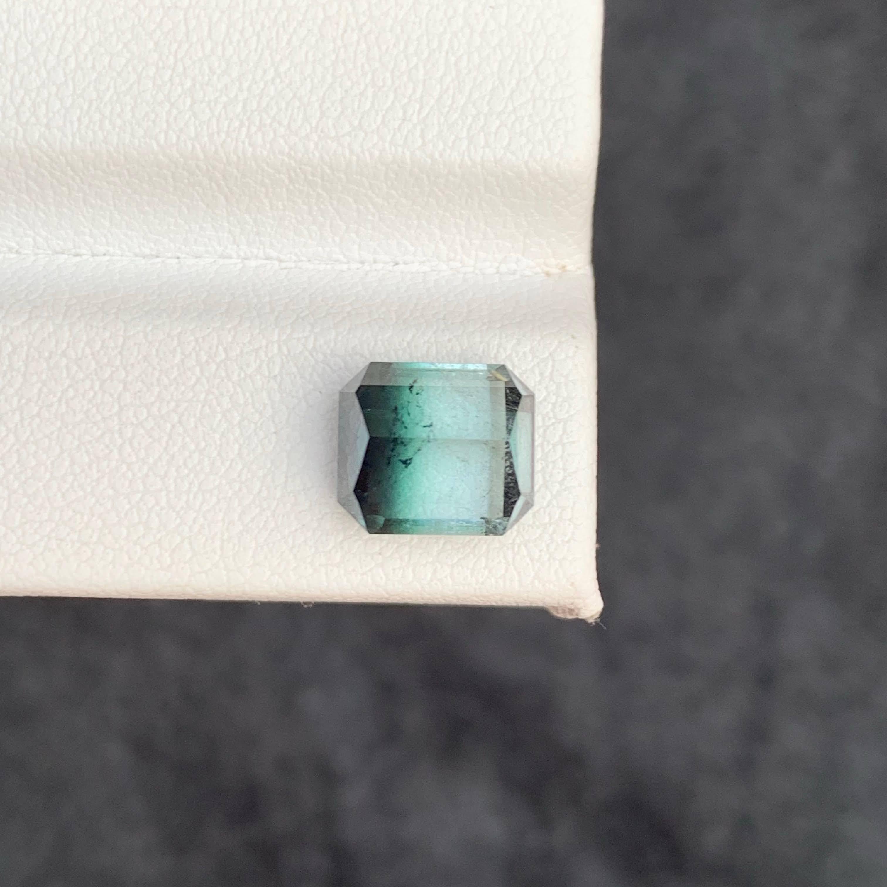 3.80 Carat Natural Loose Bi Color Tourmaline Stone Emerald Cut Afghan Gemstone für Damen oder Herren im Angebot