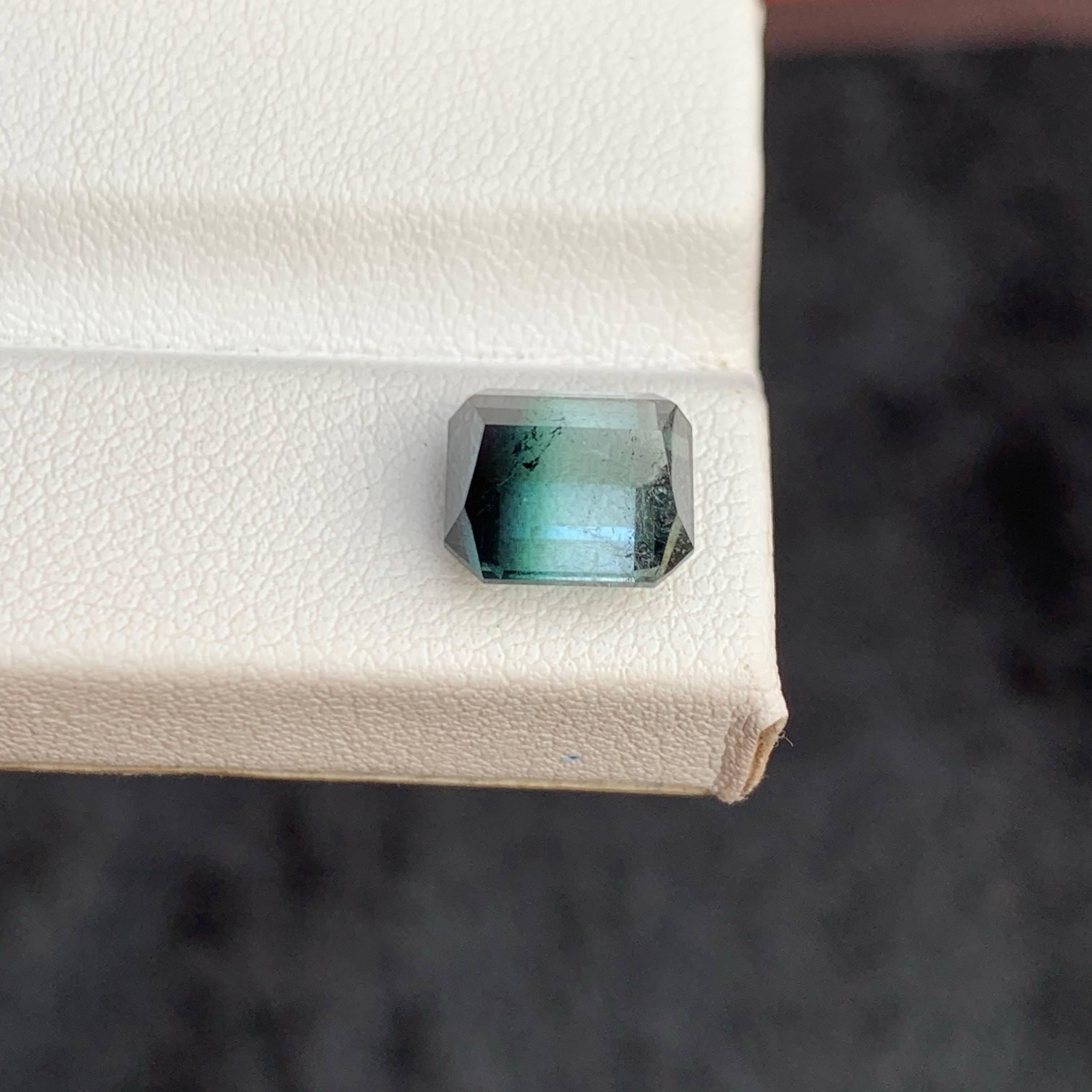 3.80 Carat Natural Loose Bi Color Tourmaline Stone Emerald Cut Afghan Gemstone im Angebot 1