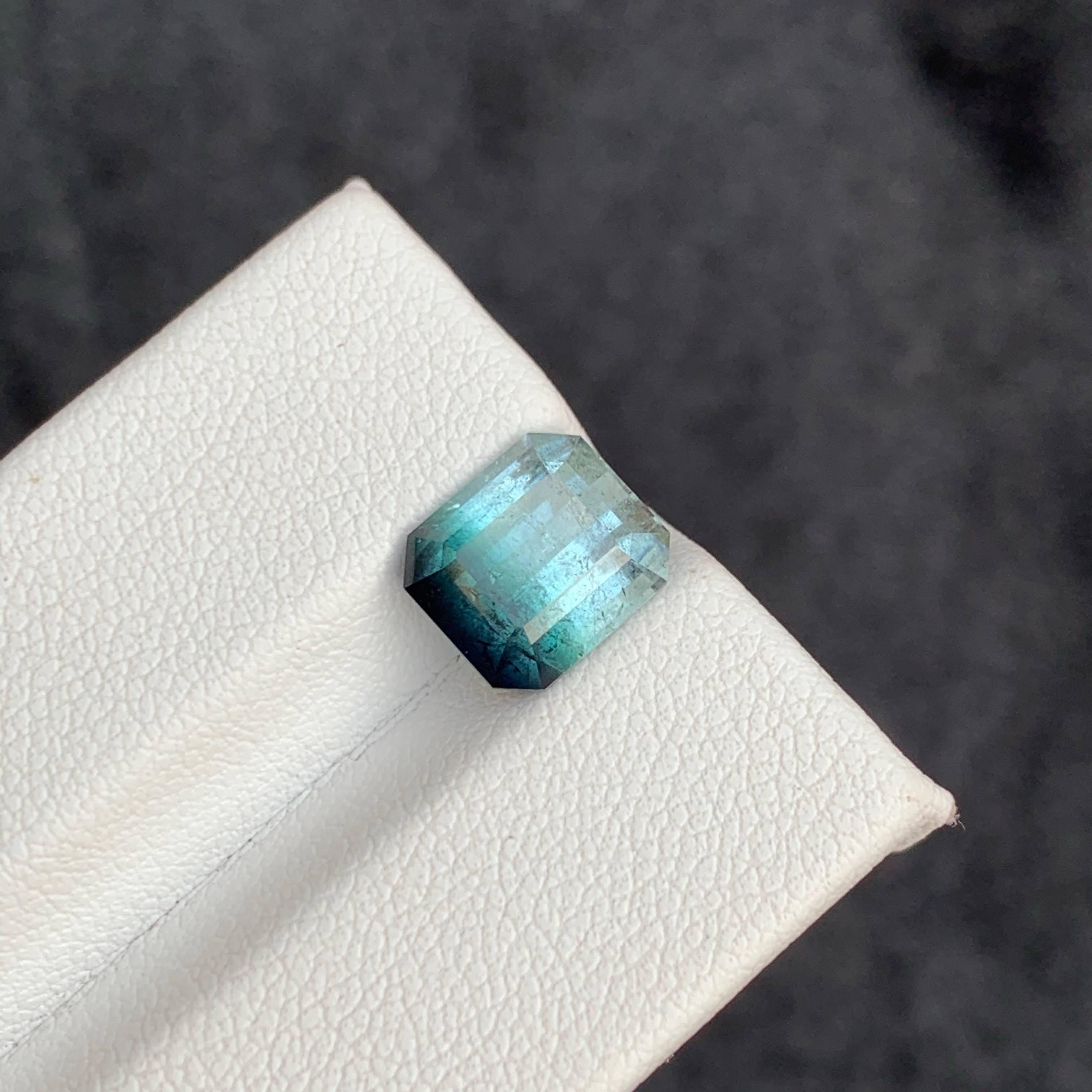 3.80 Carat Natural Loose Bi Color Tourmaline Stone Emerald Cut Afghan Gemstone im Angebot 3