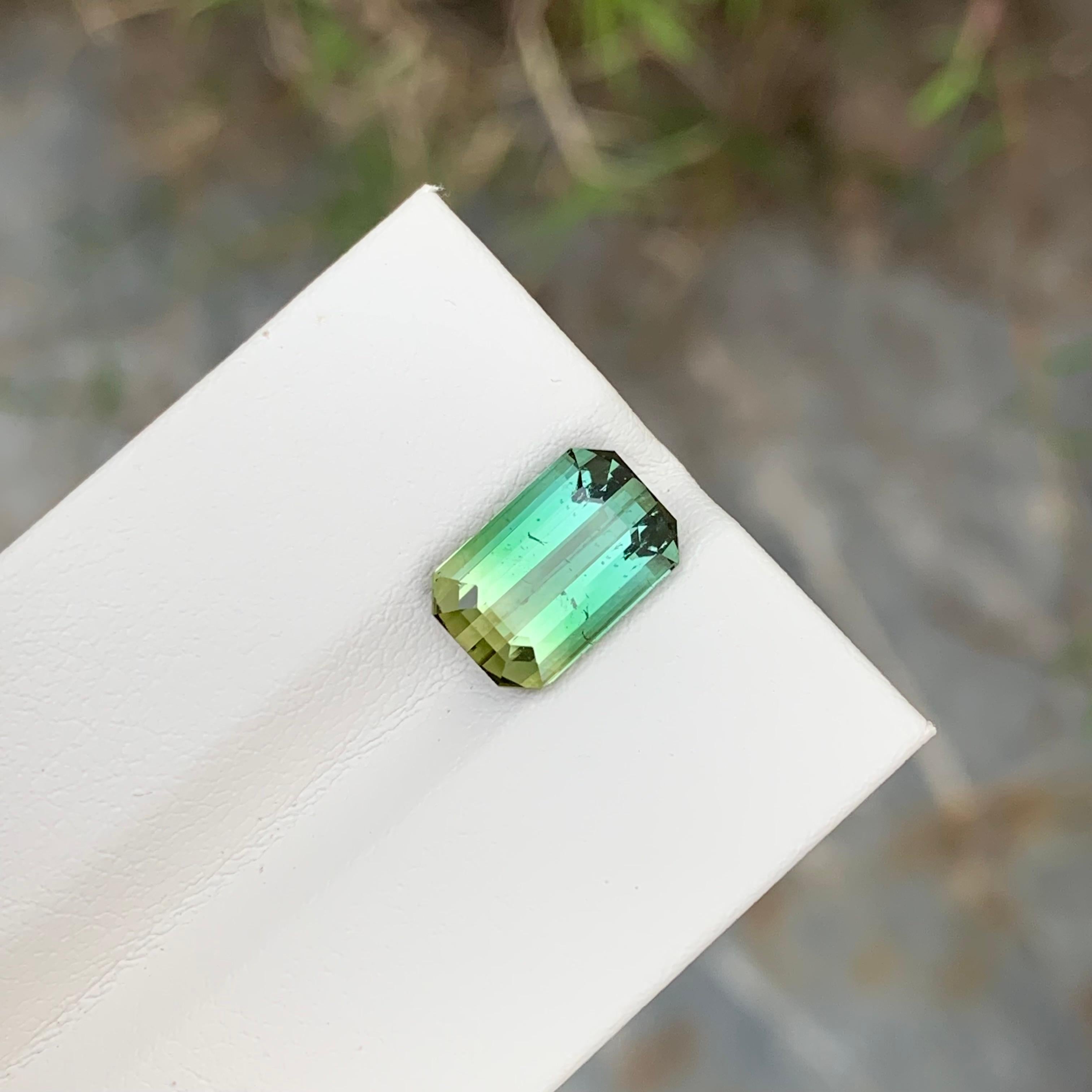 3.80 Carat Natural Loose Bi Colour Tourmaline Emerald Shape Gem  For Sale 4