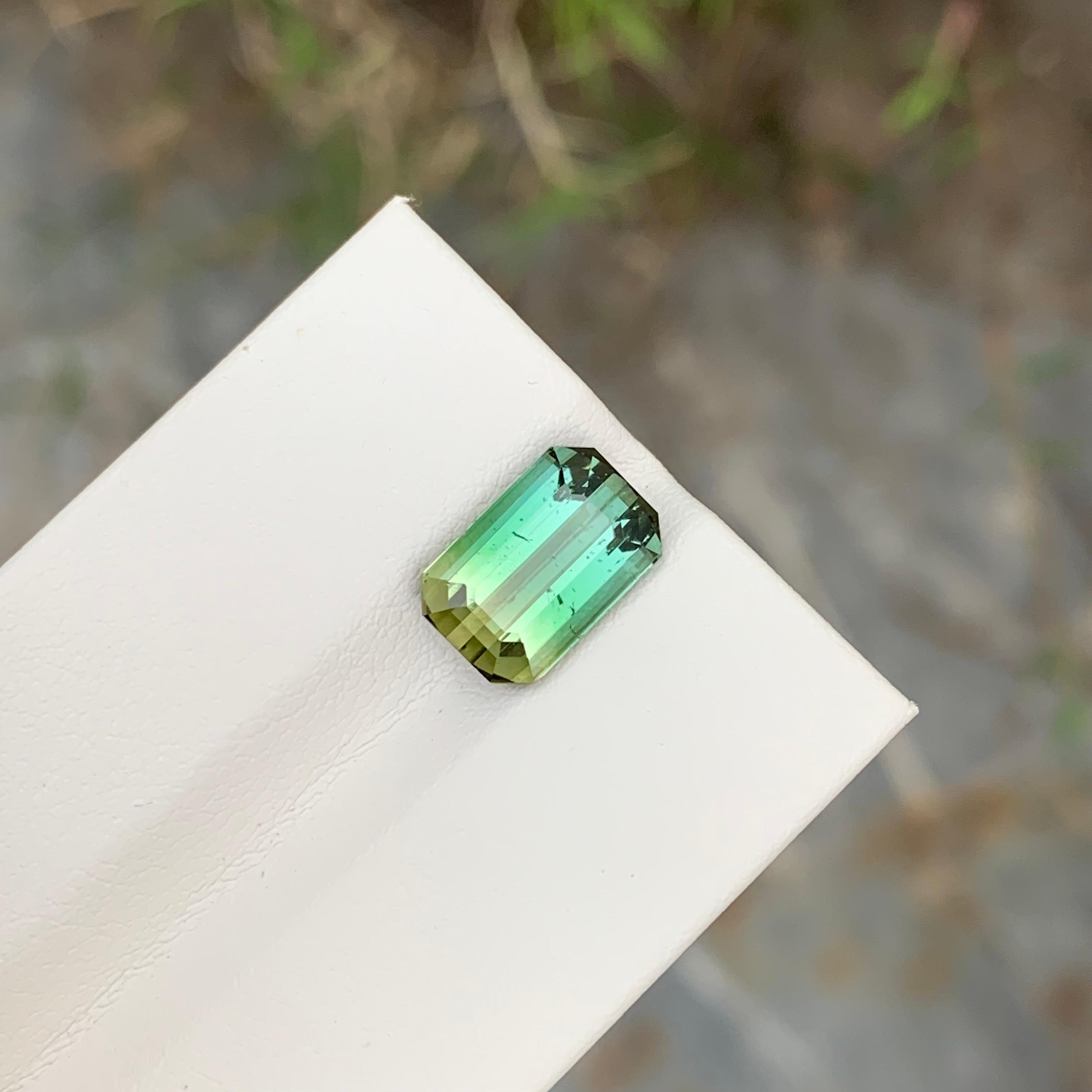 Taille émeraude 3.80 Carat Natural Loose Bi Colour Tourmaline Emerald Shape Gem en vente
