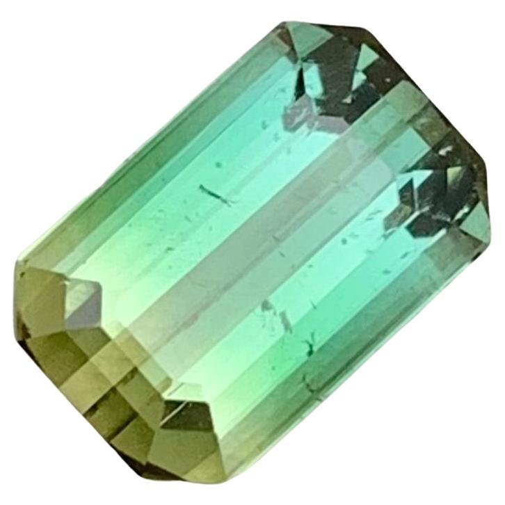 3.80 Carat Natural Loose Bi Colour Tourmaline Emerald Shape Gem  For Sale