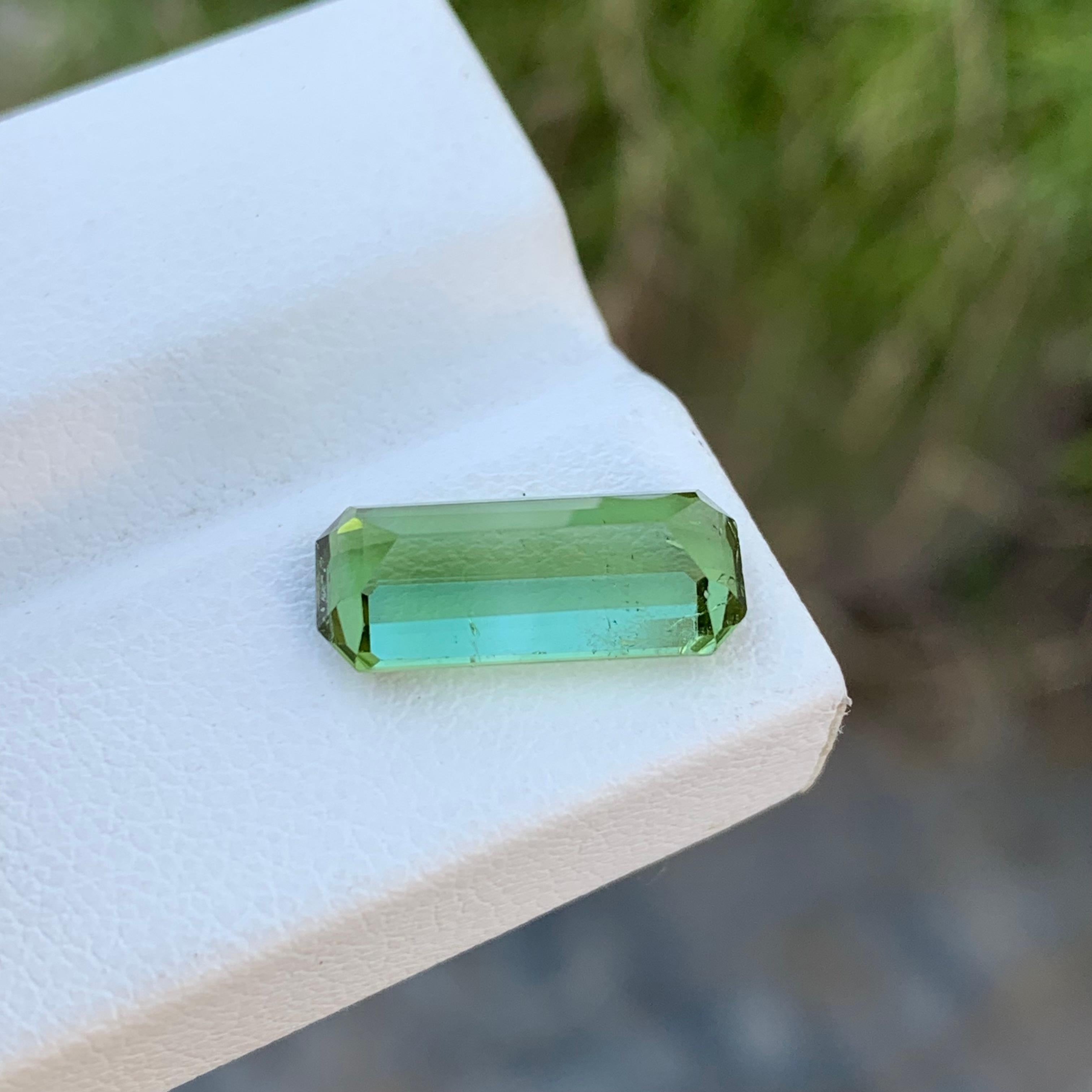 3.80 Carat Natural Loose Emerald Cut Mint Tourmaline Gem For Ring  For Sale 6