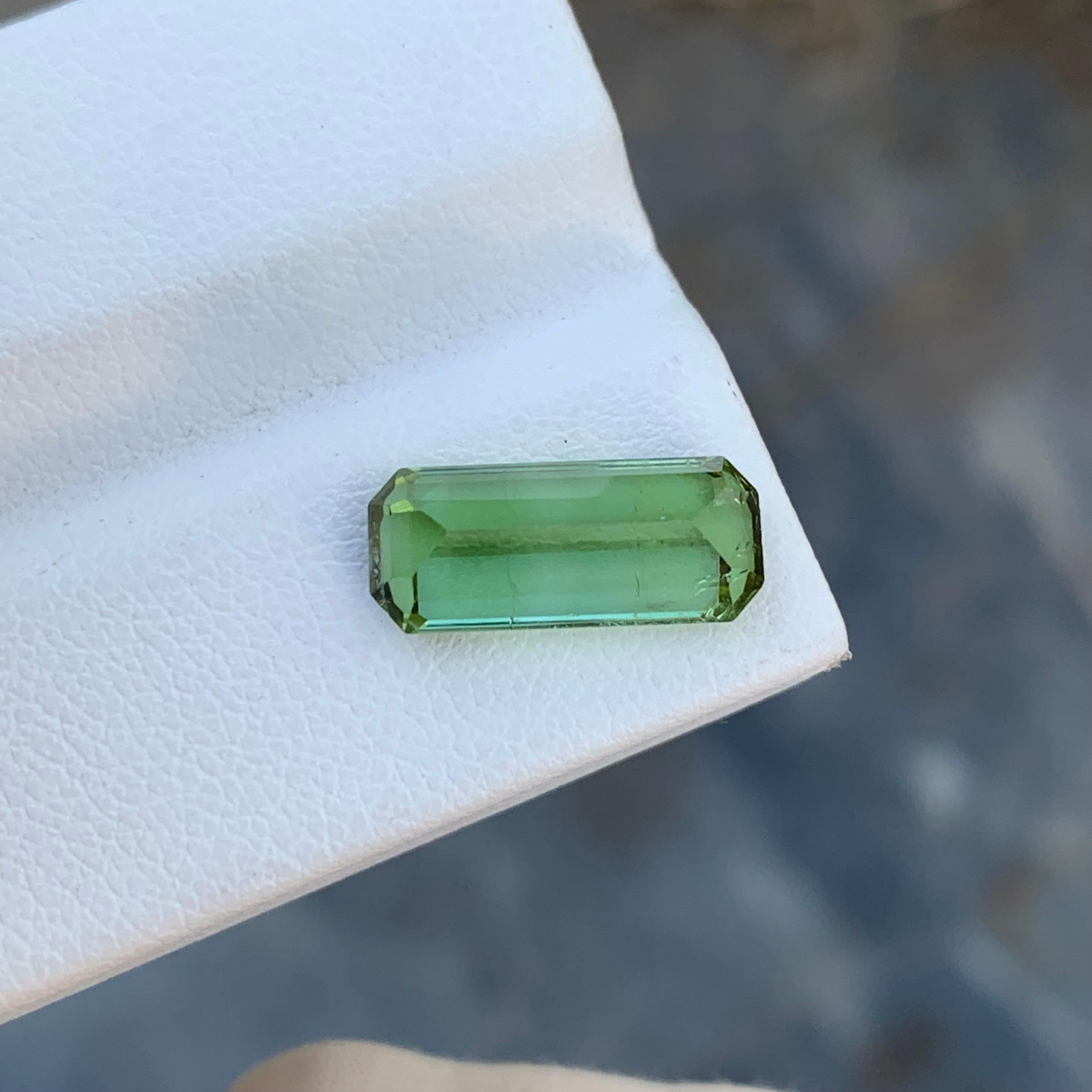 3.80 Carat Natural Loose Emerald Cut Mint Tourmaline Gem For Ring  For Sale 7