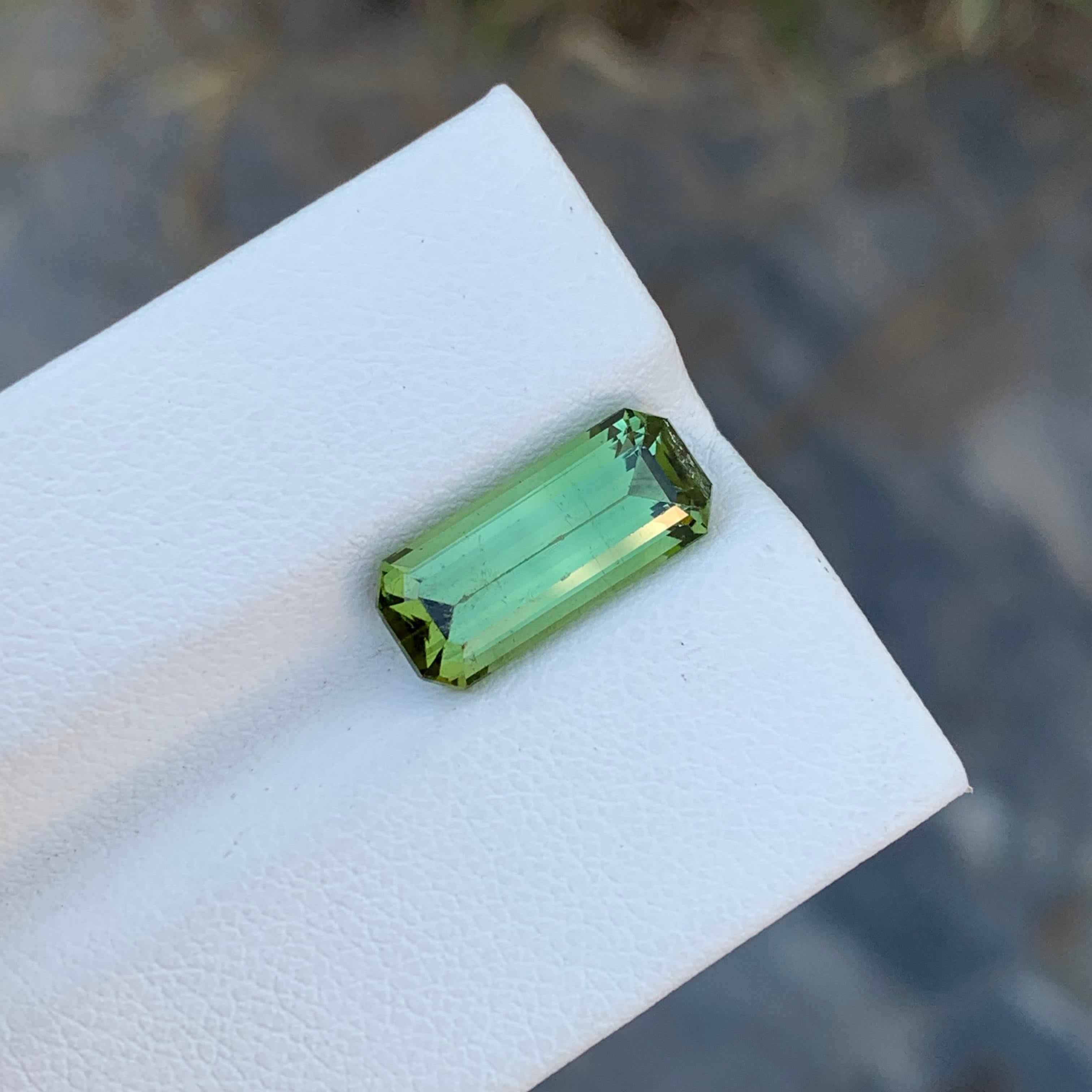 3.80 Carat Natural Loose Emerald Cut Mint Tourmaline Gem For Ring  For Sale 2