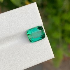 3.80 Carat Natural Loose Green Lagoon Tourmaline Cushion Shape Gemstone