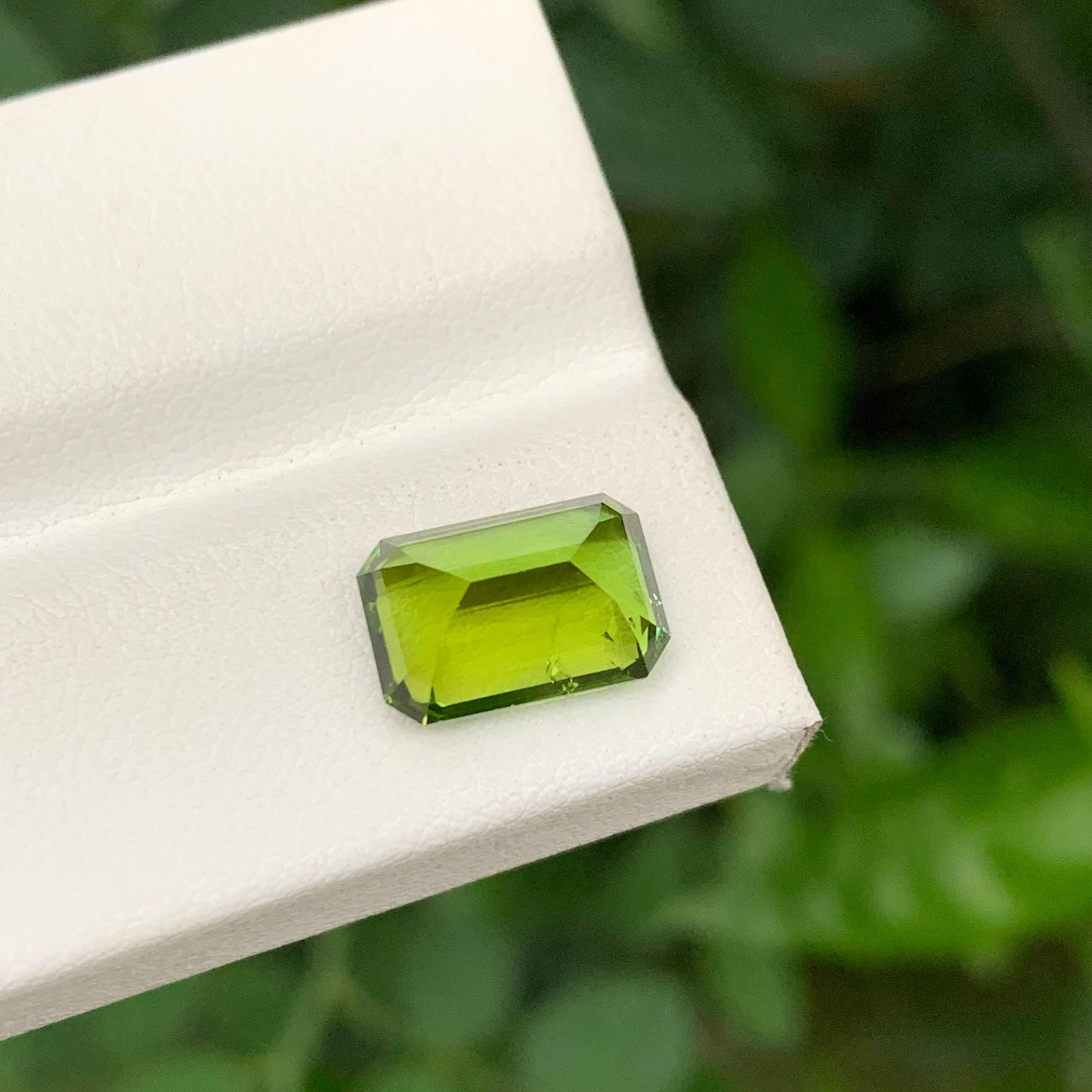 3.80 Carat Natural Loose Green Tourmaline Stone Emerald Cut Afghan Gemstone For Sale 6