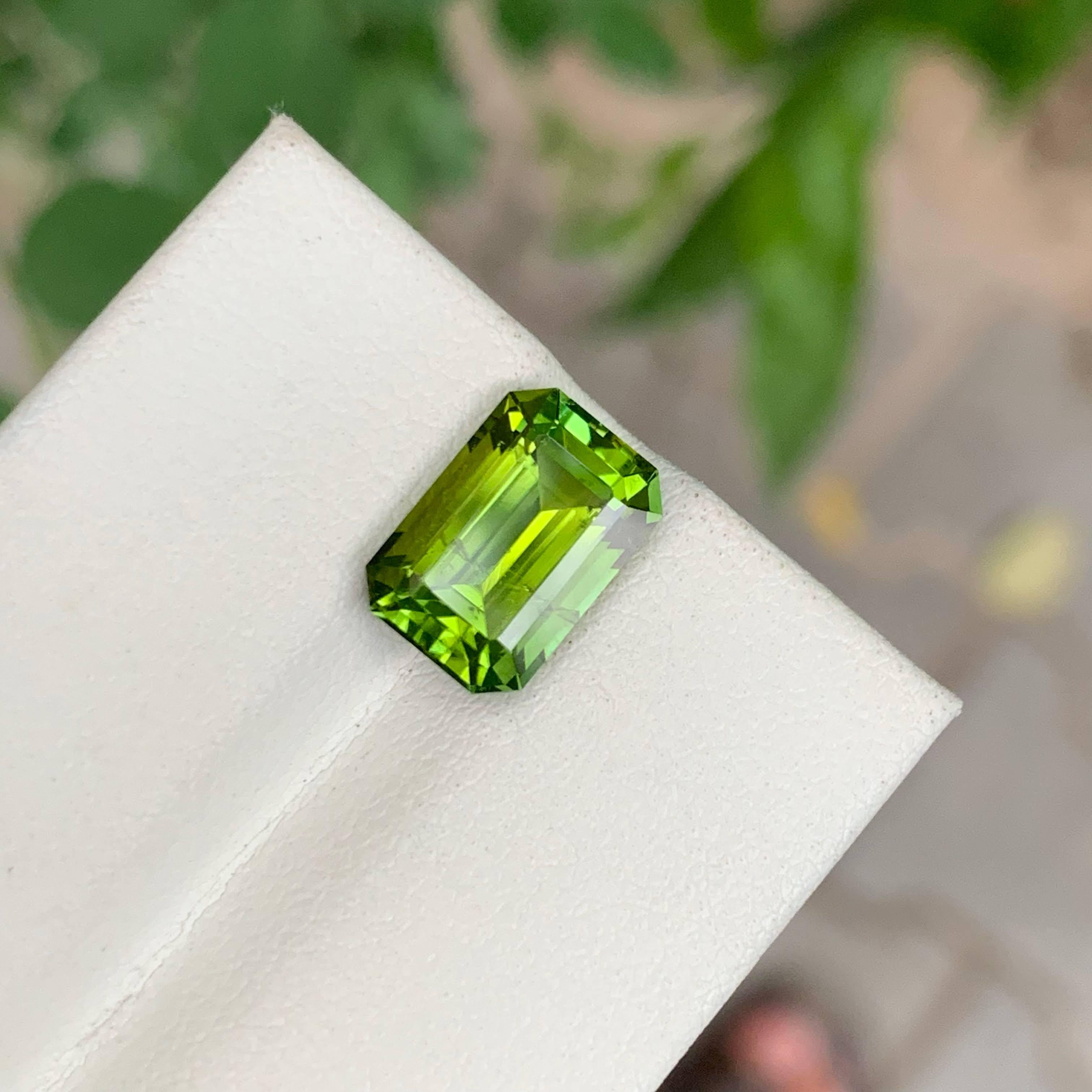 Modern 3.80 Carat Natural Loose Green Tourmaline Stone Emerald Cut Afghan Gemstone For Sale