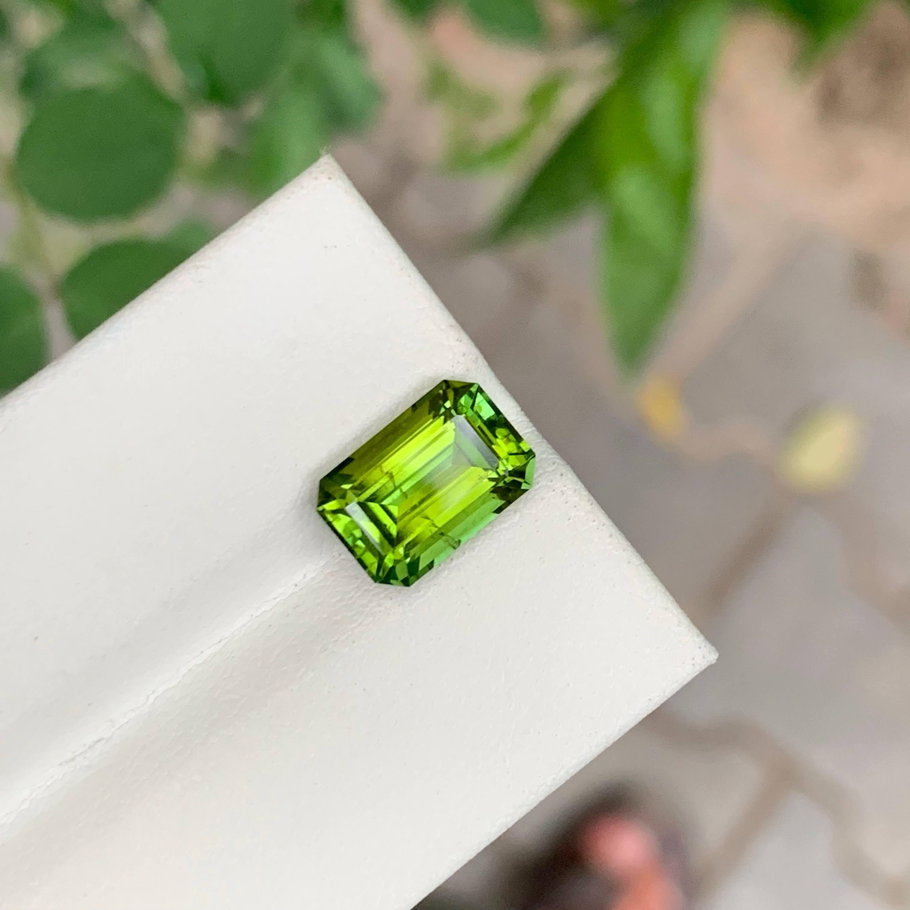 3.80 Carat Natural Loose Green Tourmaline Stone Emerald Cut Afghan Gemstone For Sale 2