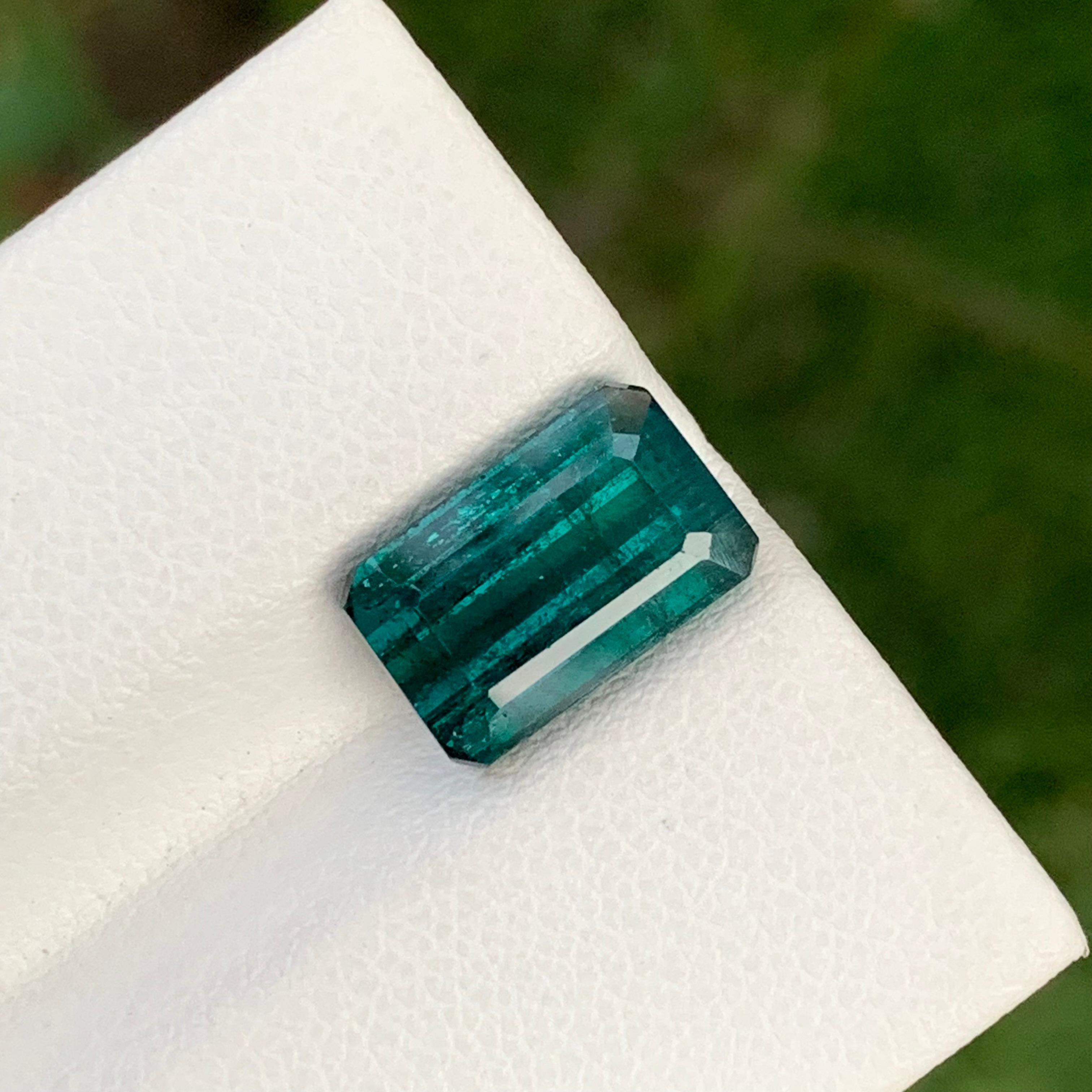 Emerald Cut 3.80 Carat Natural Loose Indicolite Tourmaline Included Gemstone From Earth Mine For Sale