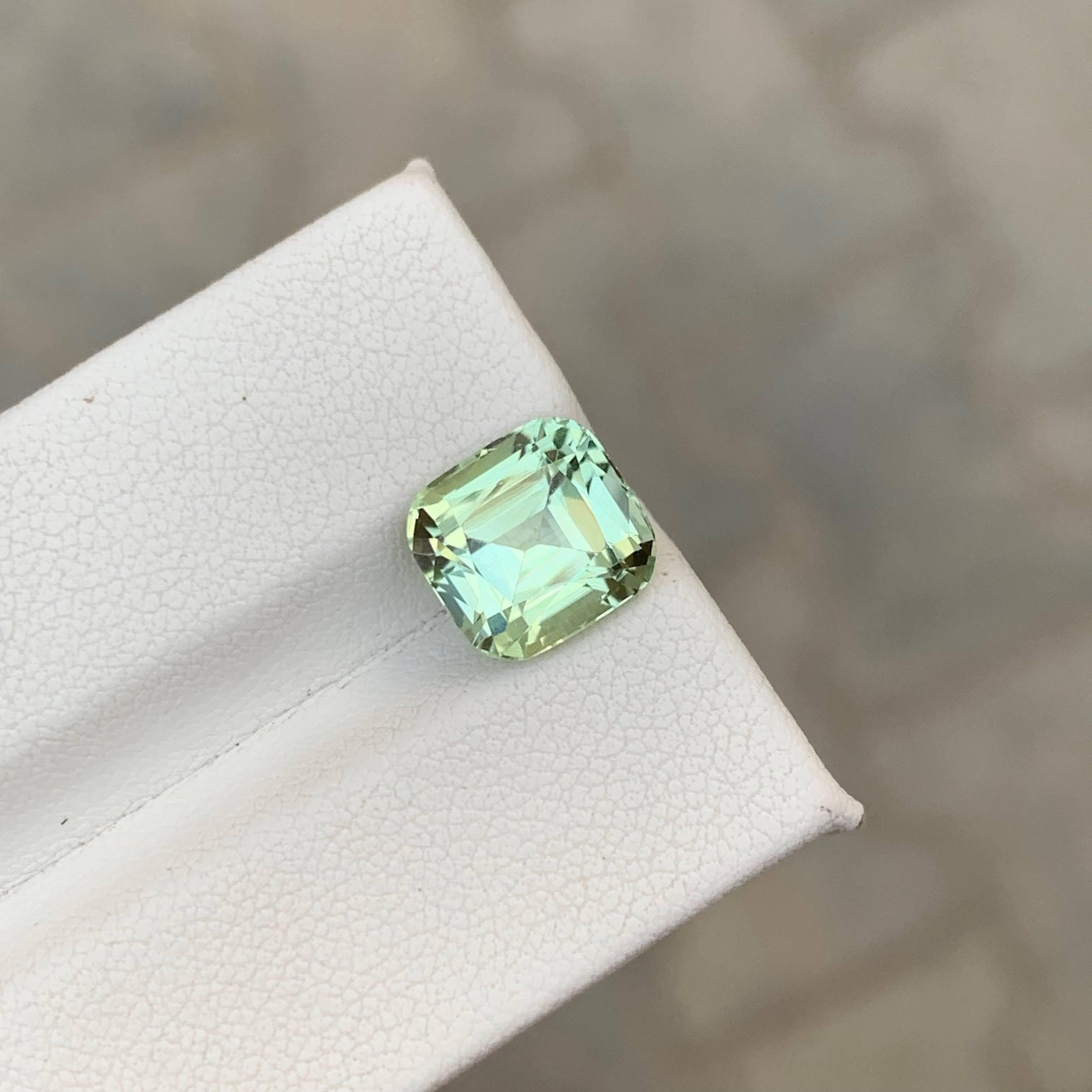 3.80 Carat Natural Loose Light Green Tourmaline Cushion Cut Afghan Gemstone (pierre précieuse afghane) Neuf - En vente à Bangkok, TH