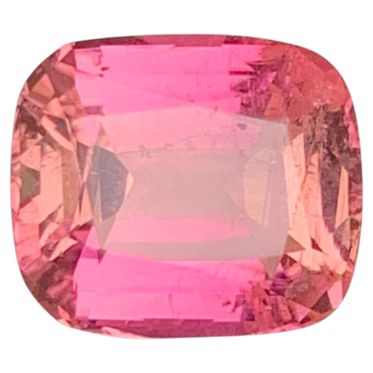 3.80 Carat Natural Loose Pink Peach Tourmaline Cushion Cut Afghan Gemstone