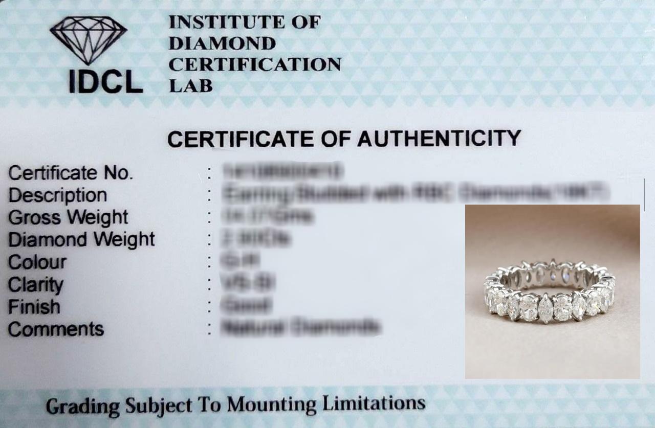 Donna Anello a fascia con diamanti ovali e marquise da 3,80 carati in oro bianco 18 carati Gioielli di pregio in vendita