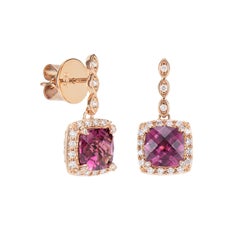 Sunita Nahata Rhodolite 3.80ct. Drop Earring in 18KRG with White Diamond