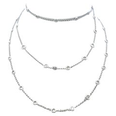 Collana Station con diamante tondo brillante da 3,80 carati in oro bianco 14K con castone incastonato