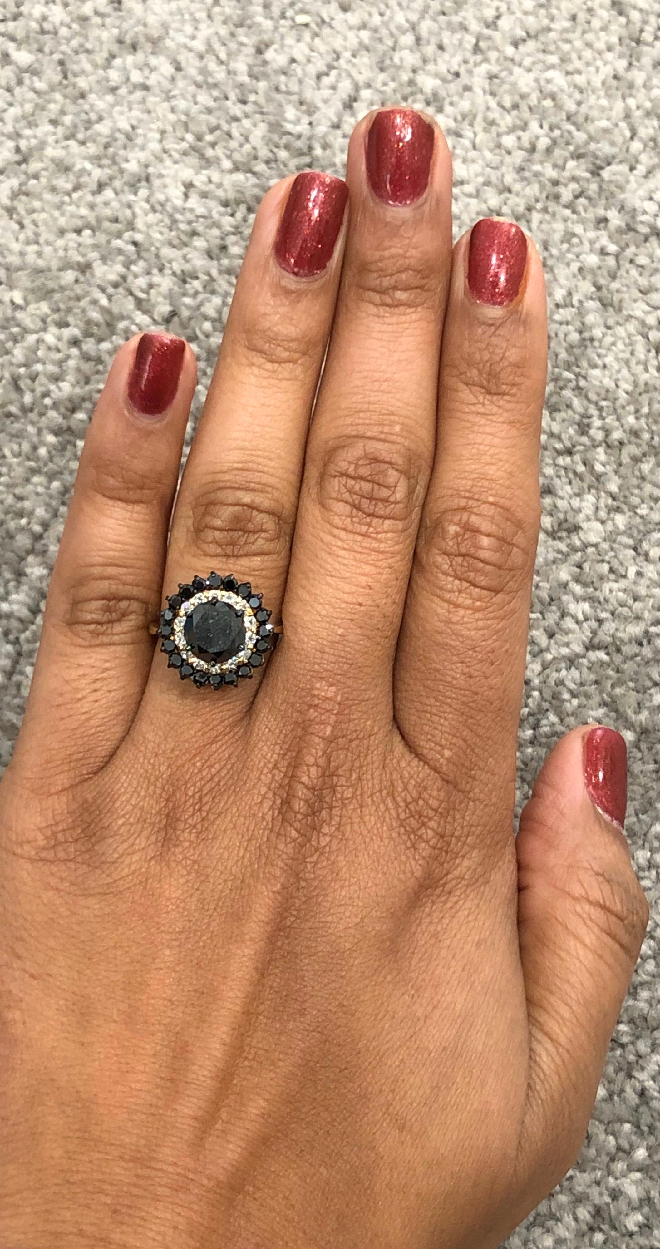 black diamond halo ring