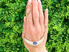 3.80 Carat Sapphire and 4.70 Carat Diamond 18k Yellow Gold Necklace Circa 2000