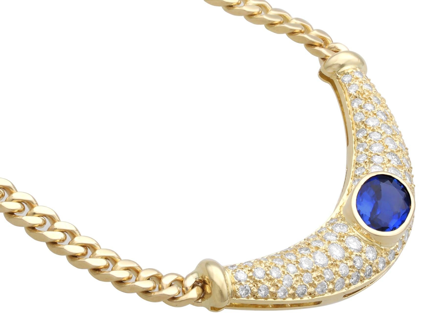 Collier en or jaune 18 carats saphir 3,80 carats et diamant 4,70 carats Circa 2000 en vente 1