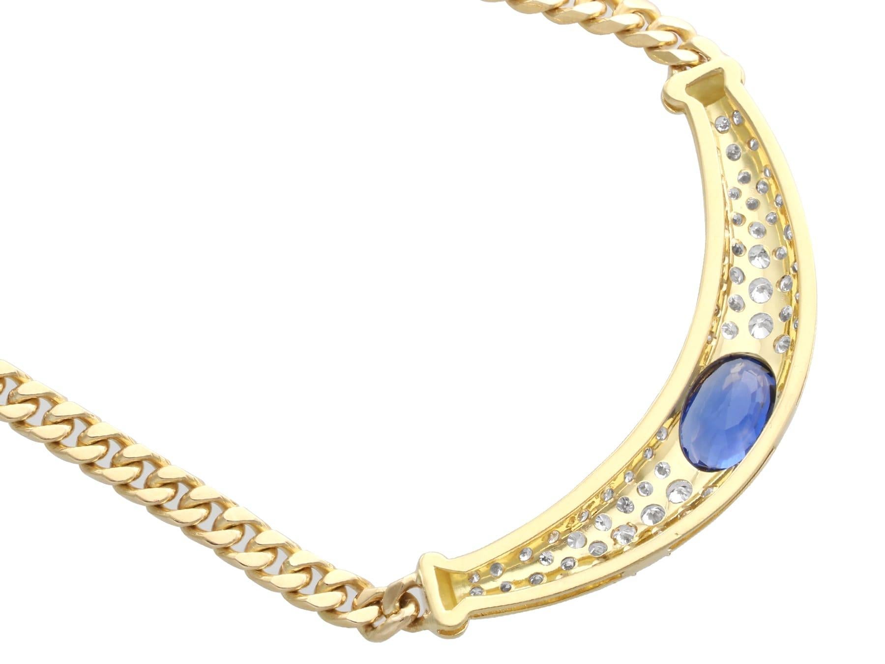 Collier en or jaune 18 carats saphir 3,80 carats et diamant 4,70 carats Circa 2000 en vente 2