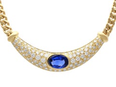 Collier en or jaune 18 carats saphir 3,80 carats et diamant 4,70 carats Circa 2000