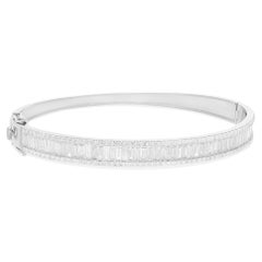 3.80 Carat SI Clarity HI Color Baguette Diamond Bracelet 18 Karat White Gold
