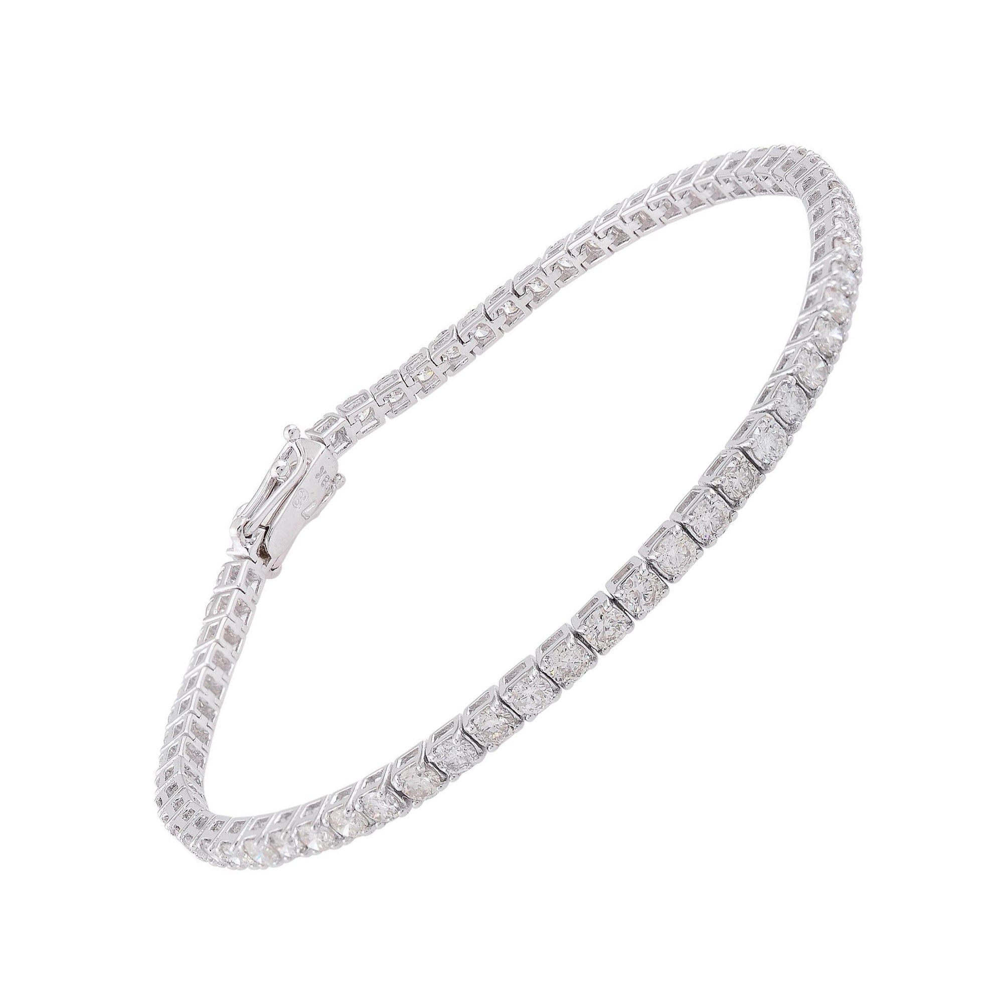 Bracelet tennis en or blanc 14 carats avec diamants de 3,80 carats de pureté SI en vente