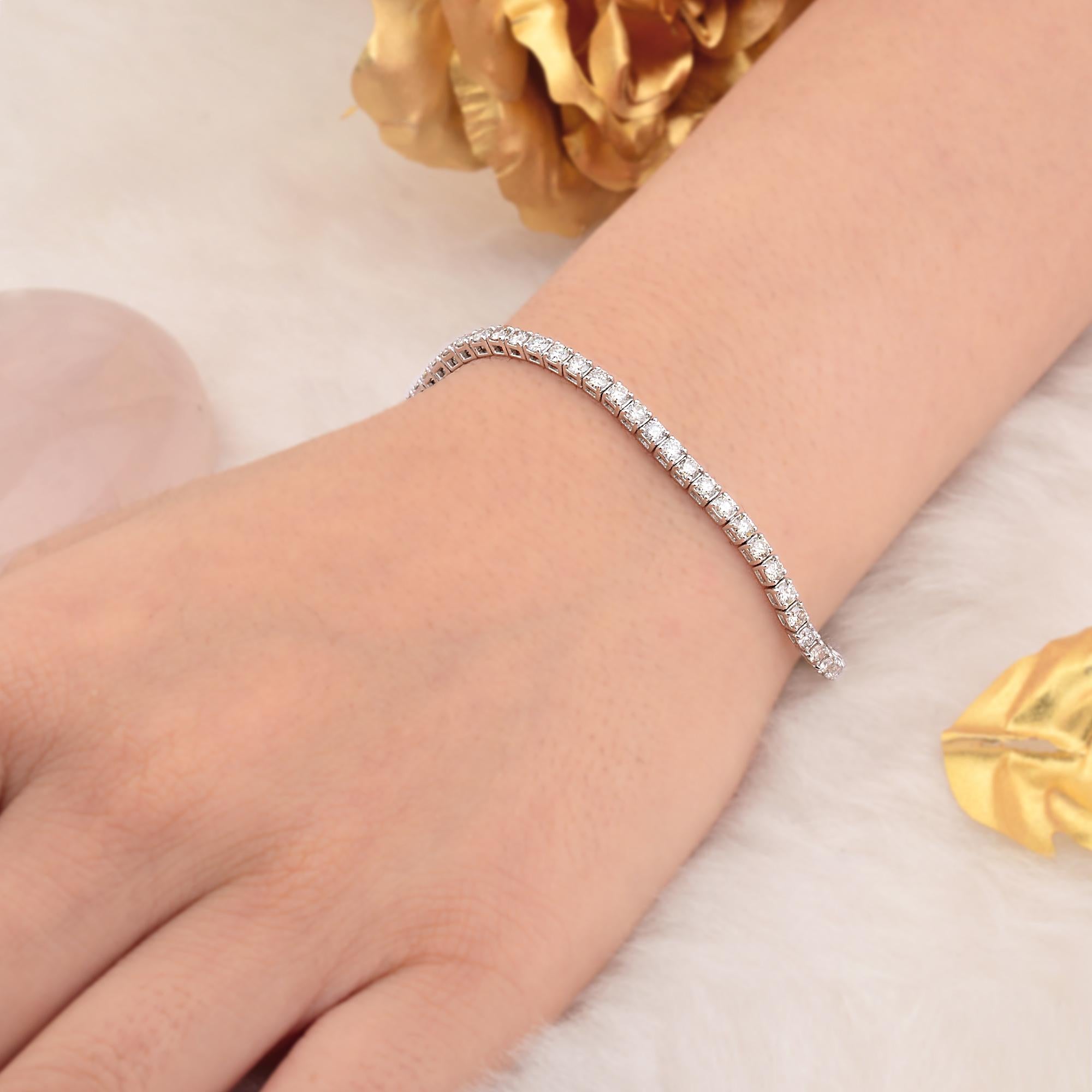 Moderne 3.80 Carat SI Clarity HI Color Diamond Tennis Bracelet 18k White Gold Jewelry en vente