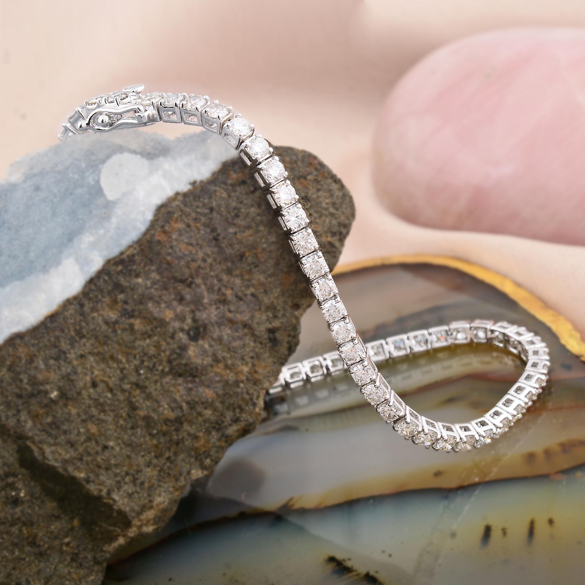Taille ronde 3.80 Carat SI Clarity HI Color Diamond Tennis Bracelet 18k White Gold Jewelry en vente
