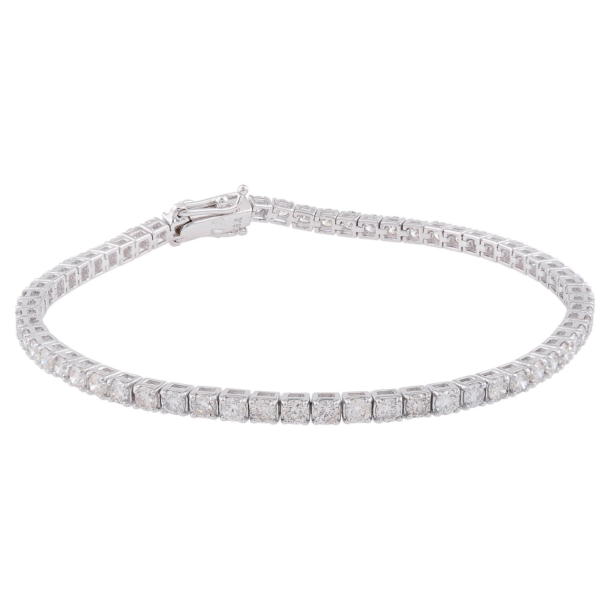 Bracelet tennis en or blanc 18 carats avec diamants de 3,80 carats de pureté SI