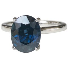 3.80 Carat Solitaire Engagement Sapphire Platinum Ring