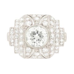 3.80 Carat Vintage Art Deco Style Diamond Ring, c.1950s