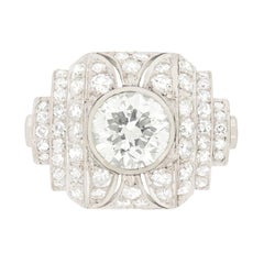 3.80 Carat Retro Art Deco Style Diamond Ring, c.1950s