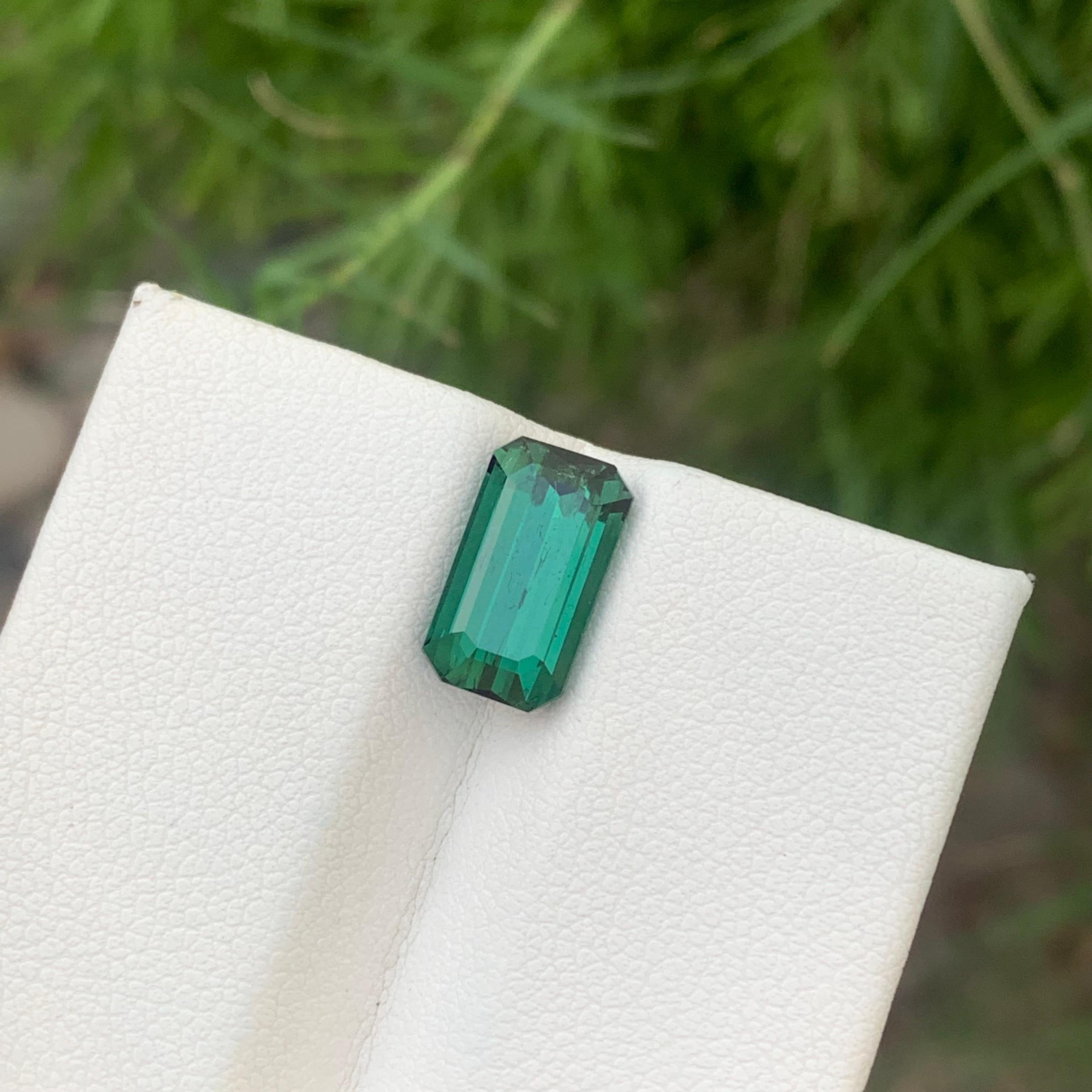 3.80 Carats Emerald Shape Natural Lagoon Tourmaline Ring Gemstone For Sale 4