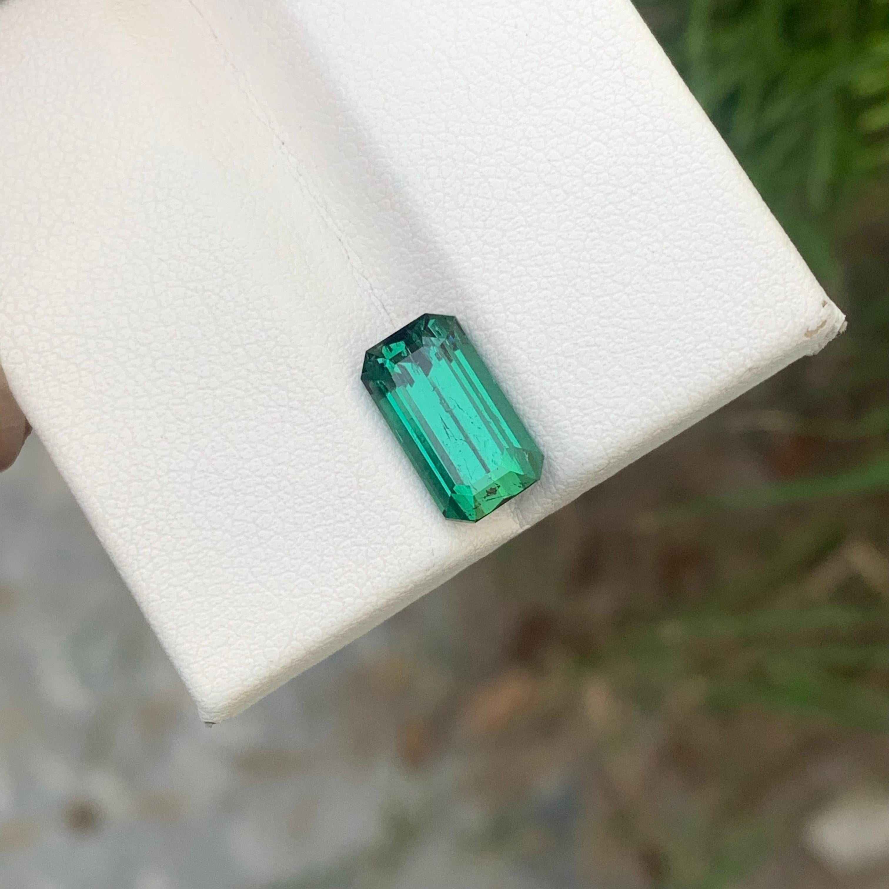 Emerald Cut 3.80 Carats Emerald Shape Natural Lagoon Tourmaline Ring Gemstone For Sale