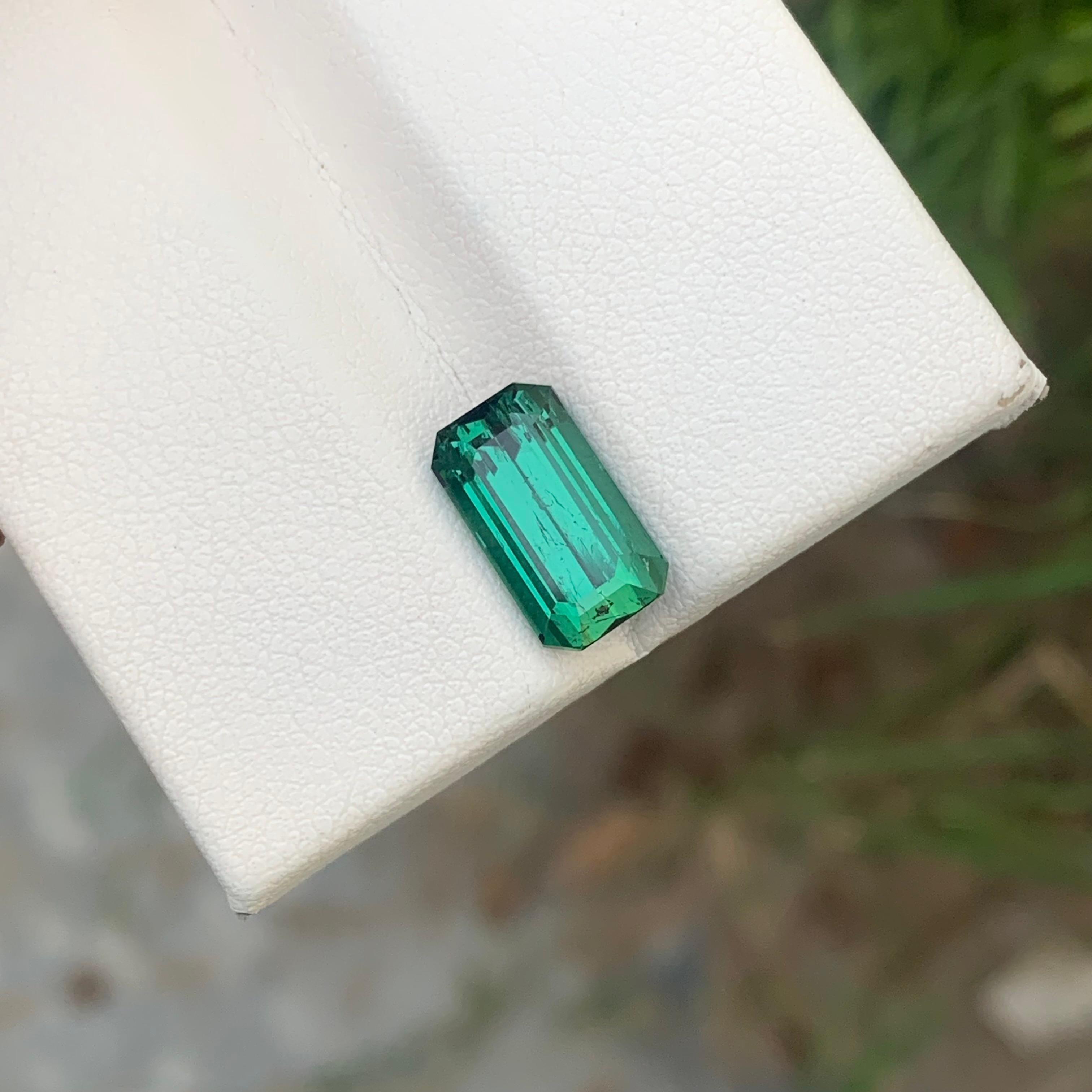 3.80 Carats Emerald Shape Natural Lagoon Tourmaline Ring Gemstone In New Condition For Sale In Peshawar, PK