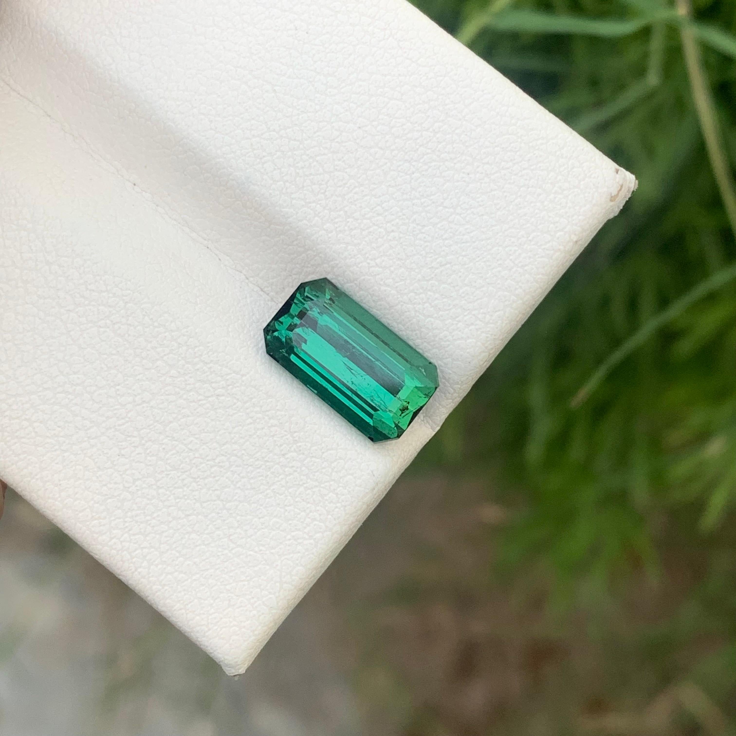 Women's or Men's 3.80 Carats Emerald Shape Natural Lagoon Tourmaline Ring Gemstone For Sale