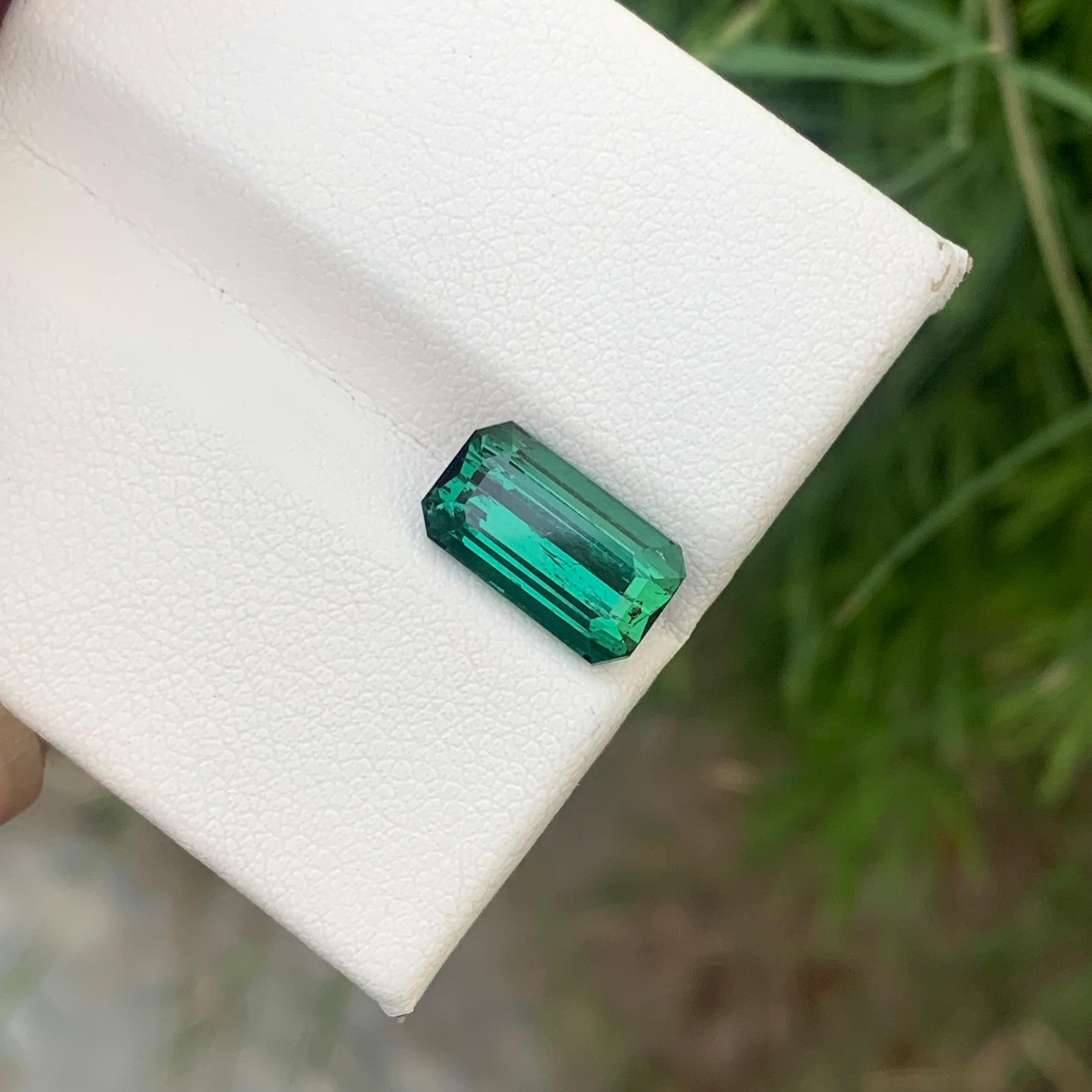 3.80 Carats Emerald Shape Natural Lagoon Tourmaline Ring Gemstone For Sale 1