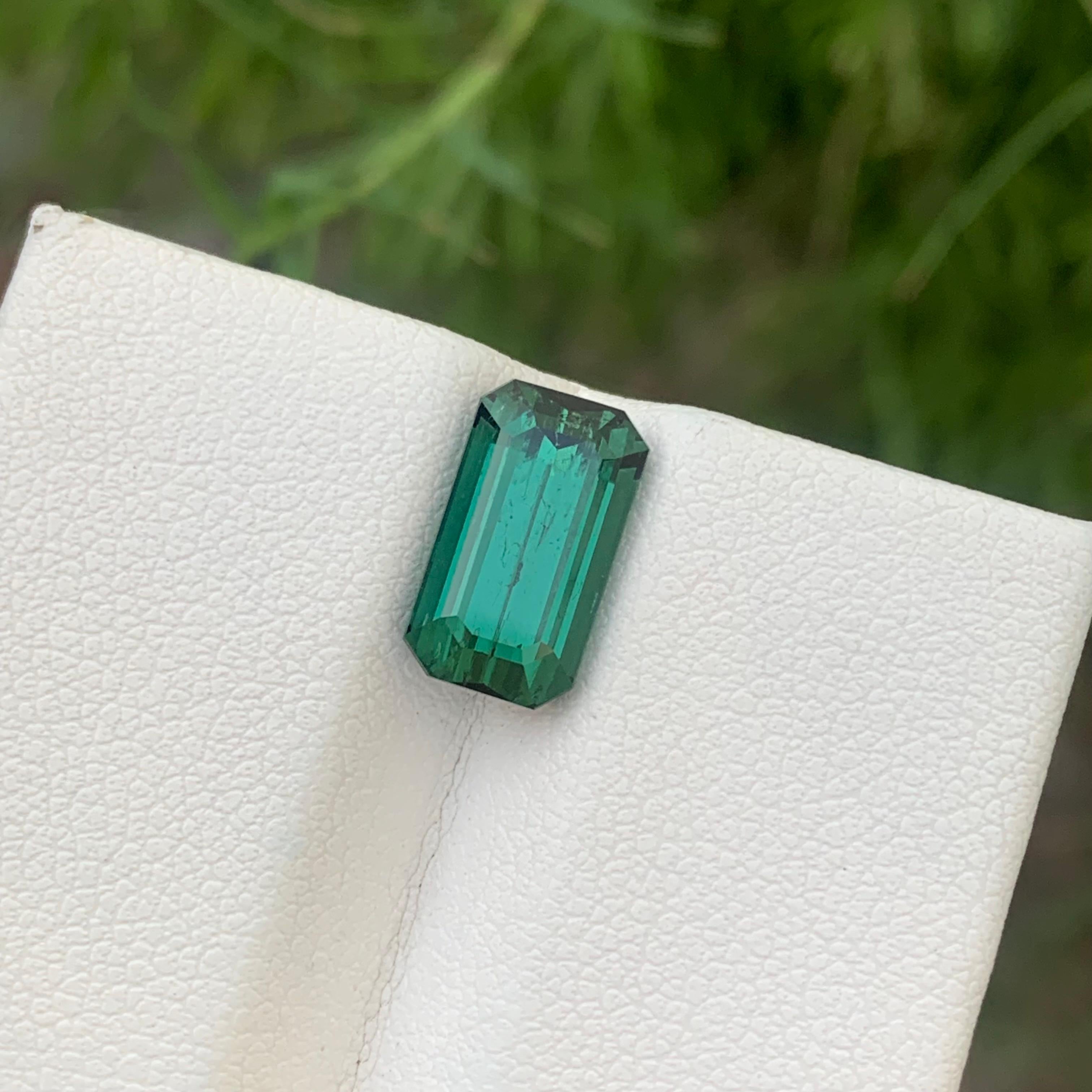 3.80 Carats Emerald Shape Natural Lagoon Tourmaline Ring Gemstone For Sale 3