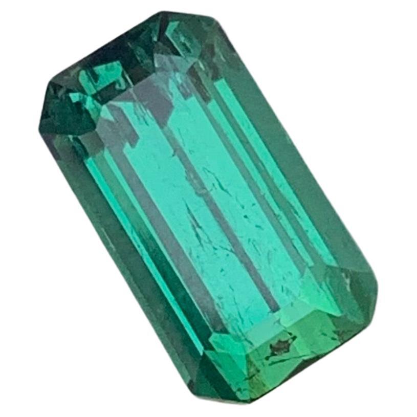 3.80 Carats Emerald Shape Natural Lagoon Tourmaline Ring Gemstone For Sale