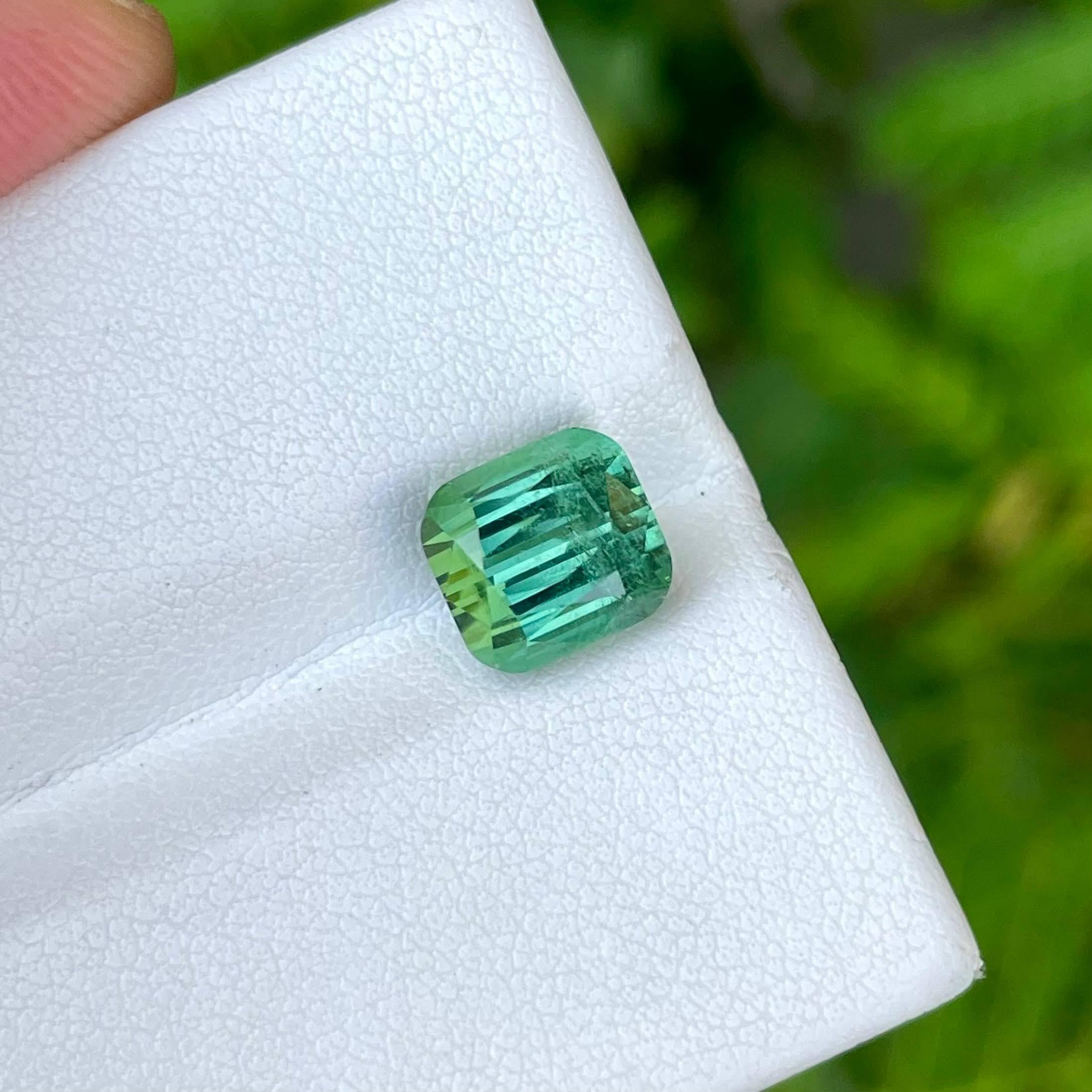 Modern 3.80 Carats Greenish Blue Loose Tourmaline Stone Cushion Cut Afghan Gemstone For Sale