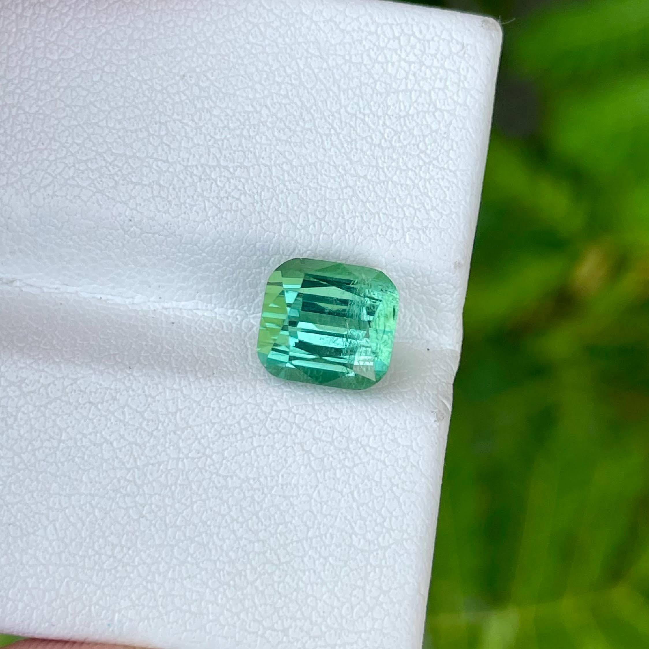 Women's or Men's 3.80 Carats Greenish Blue Loose Tourmaline Stone Cushion Cut Afghan Gemstone For Sale
