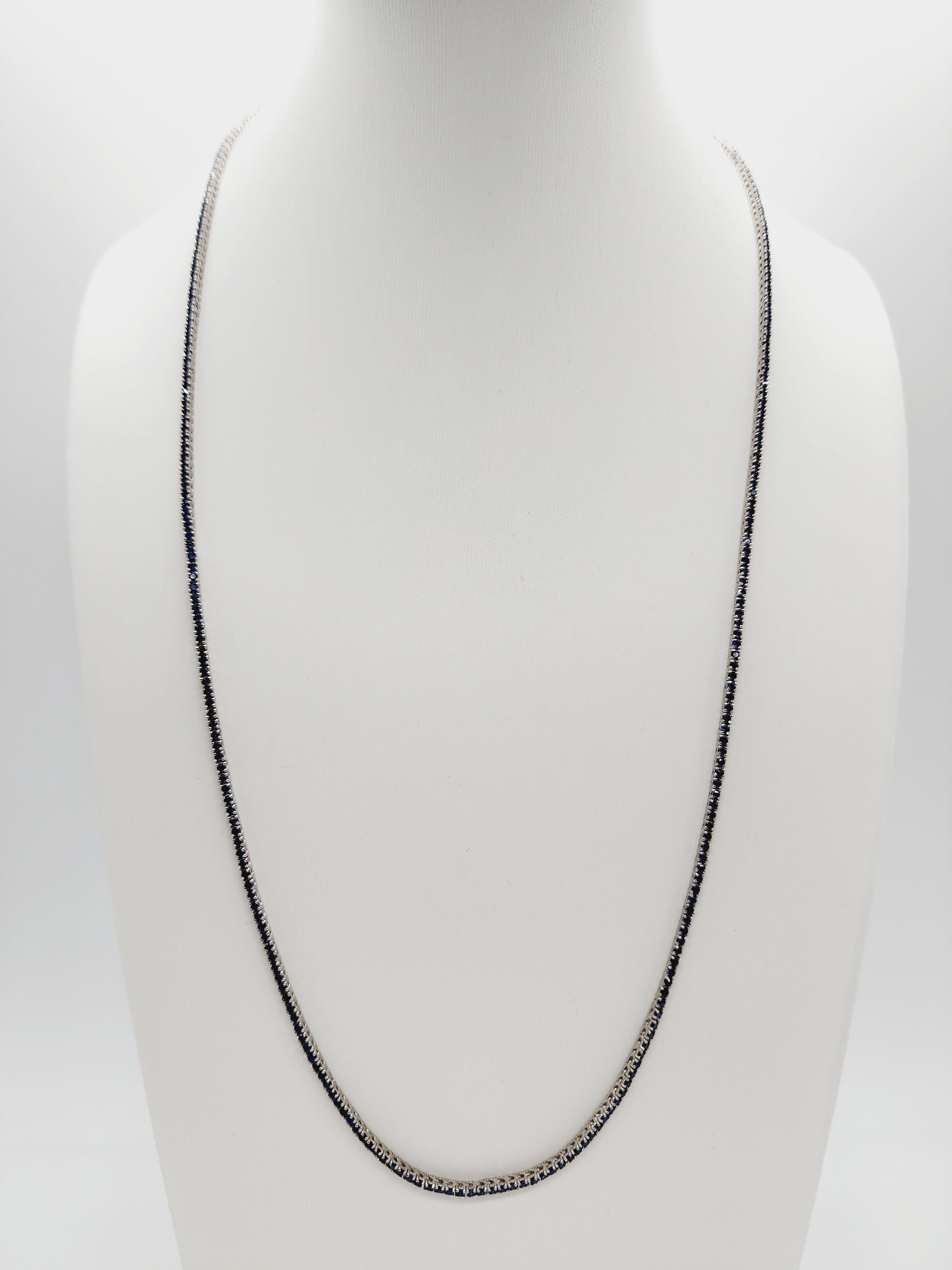 SAPPHIRE TENNIS NECKLACE WHITE GOLD 14K, 
16 INCH, 1.5 MM WIDE.

All sapphire are natural, not treated.