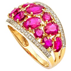 3.80 Ct Natural Rubies and 0.14 Ct Natural Diamonds Ring, No Reserve Price